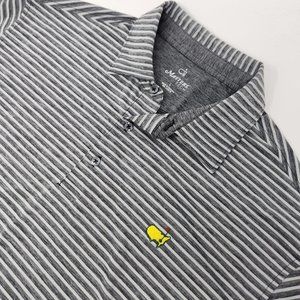 Masters Tech Polo Shirt Mens Large Masters Logo Striped Performance Golf Shirt